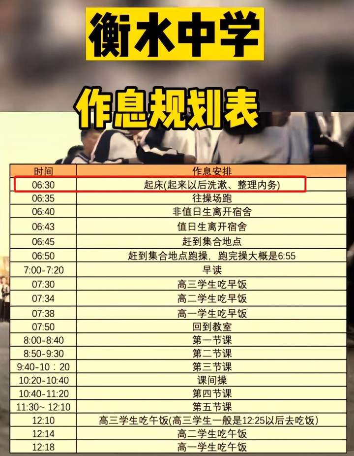 衡水中学作息时间表 看来被批以后还是有用的